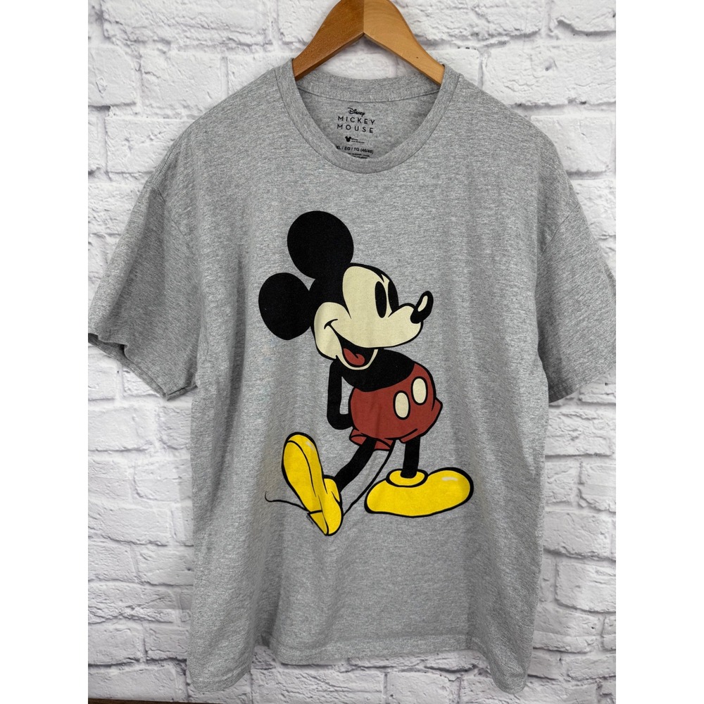 Disney Mickey Mouse Graphic T Shirt Mens XL Gray Cotton Blend Short Sleeve